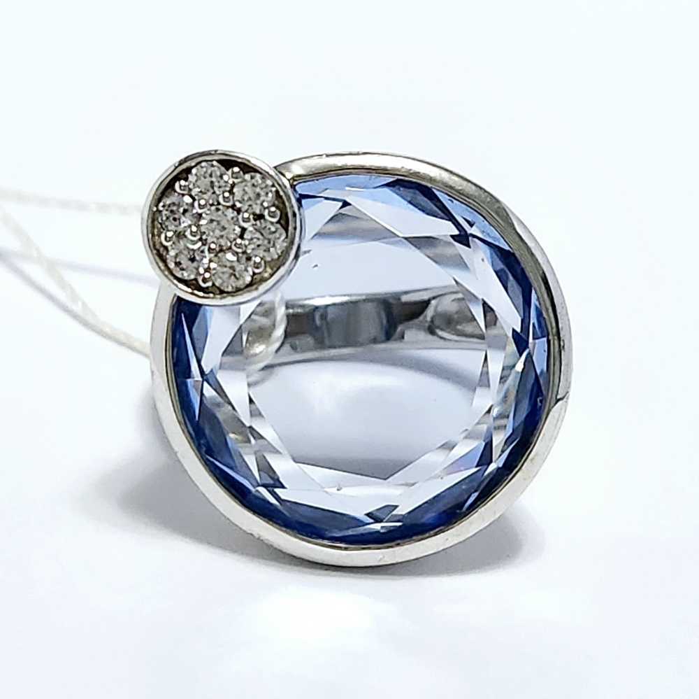 New Sterling silver round blue ring sz 6.5 - Picture 7 of 10
